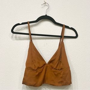 Aerie Satin Corset Cropped Tank Top